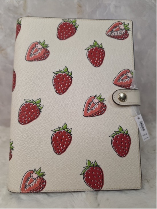 Coach Accessories - NWT Coach Notebook With Strawberry Print In Canvas/Leather Chalk Multi CAO4